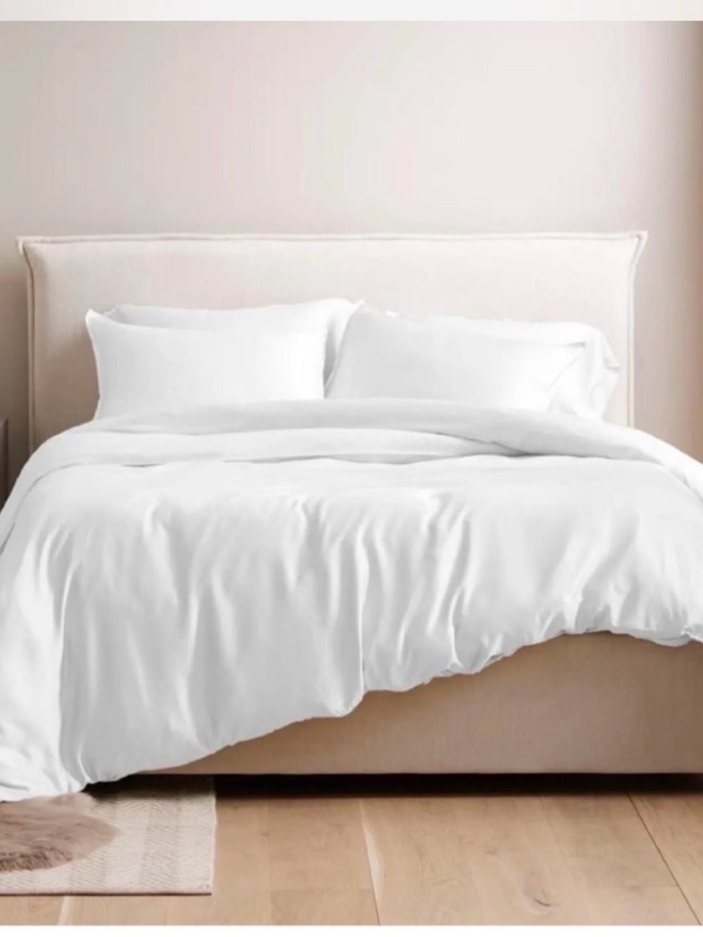 Quince queen bamboo duvet cover organic white silky viscose fabric